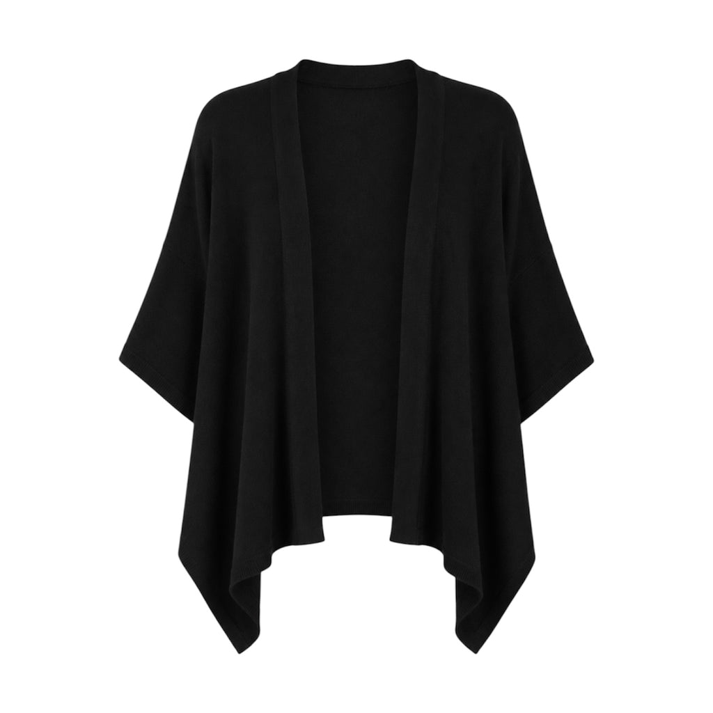 Black 100% Pure Cashmere Open Wrap Cardigan by Kenmare Cashmere