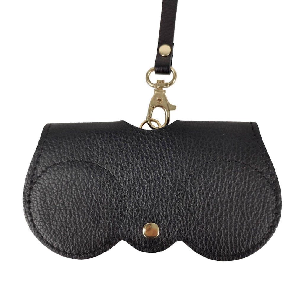 Black Genuine Italian Leather Sunglasses Holder by Kenmare Cashmere