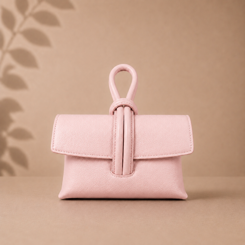 Blush Pink Dollar Leather Clutch by Kenmare Cashmere