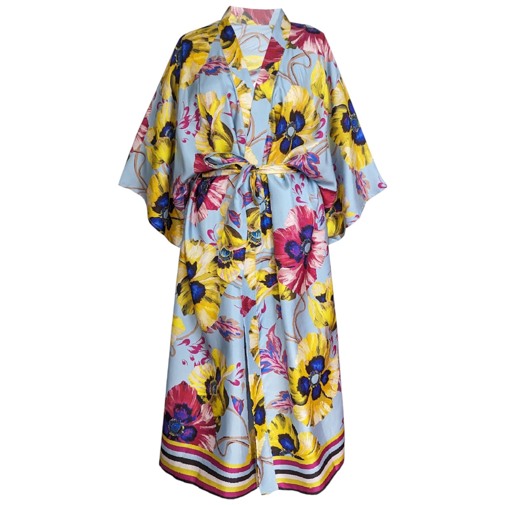 Eden Sky Silk Kimono - Caroline Duffy