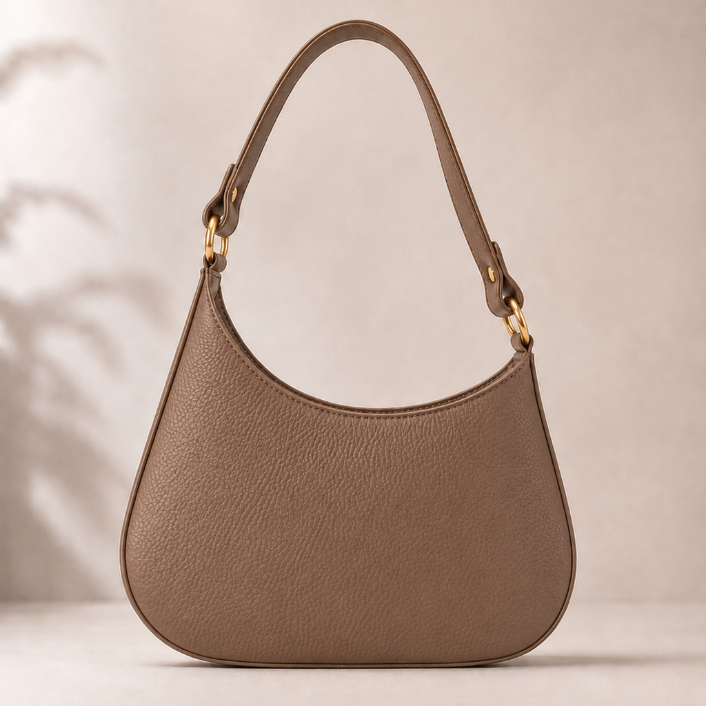 Light Brown Italian Leather Asymmetric Shoulder Bag by Kenmare Cashmere