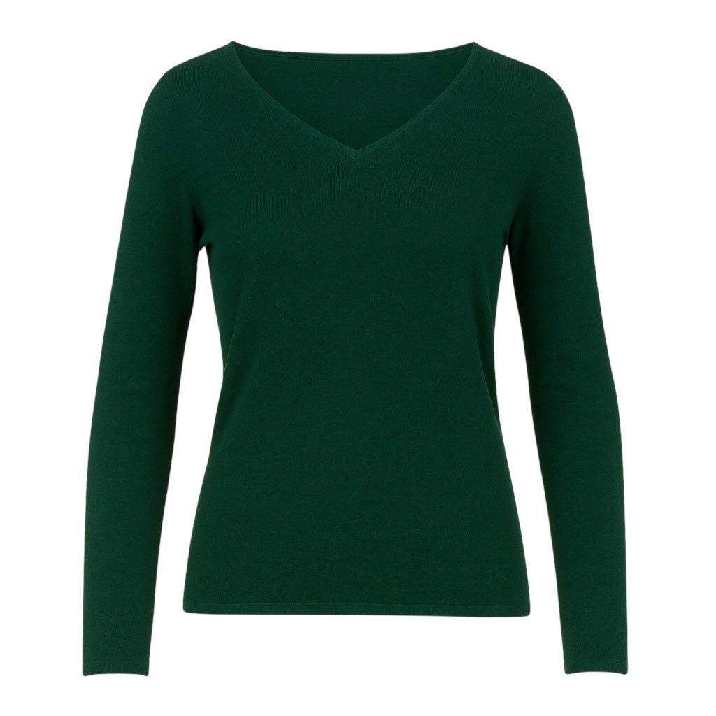 Rich Hunter Green 100% Pure Cashmere V Neck Sweater by Kenmare Cashmere