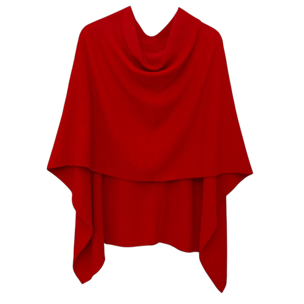 Ladies Deep Red 100% Pure Cashmere Multiway Poncho by Kenmare Cashmere