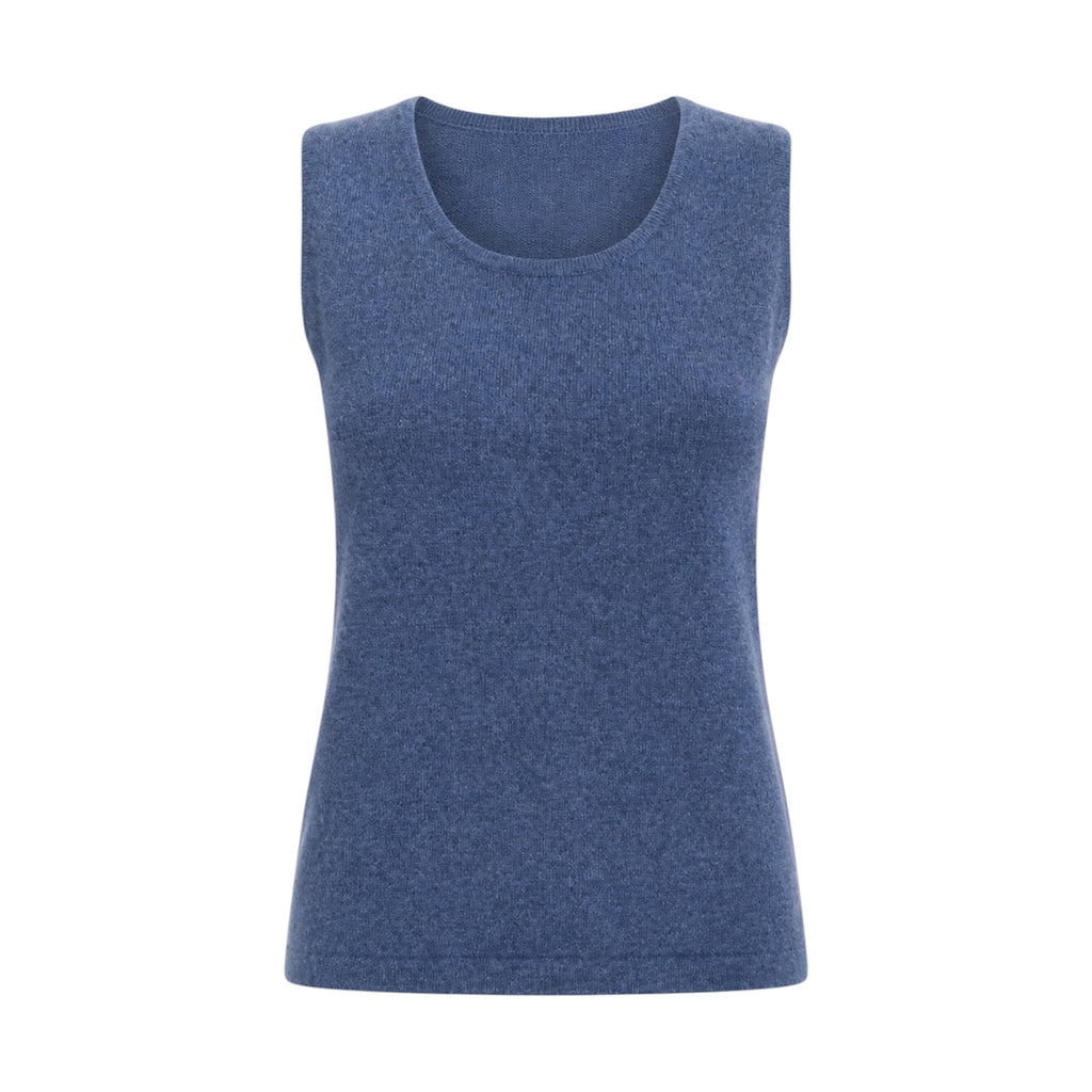 Denim Blue 100% Pure Cashmere Vest by Kenmare Cashmere
