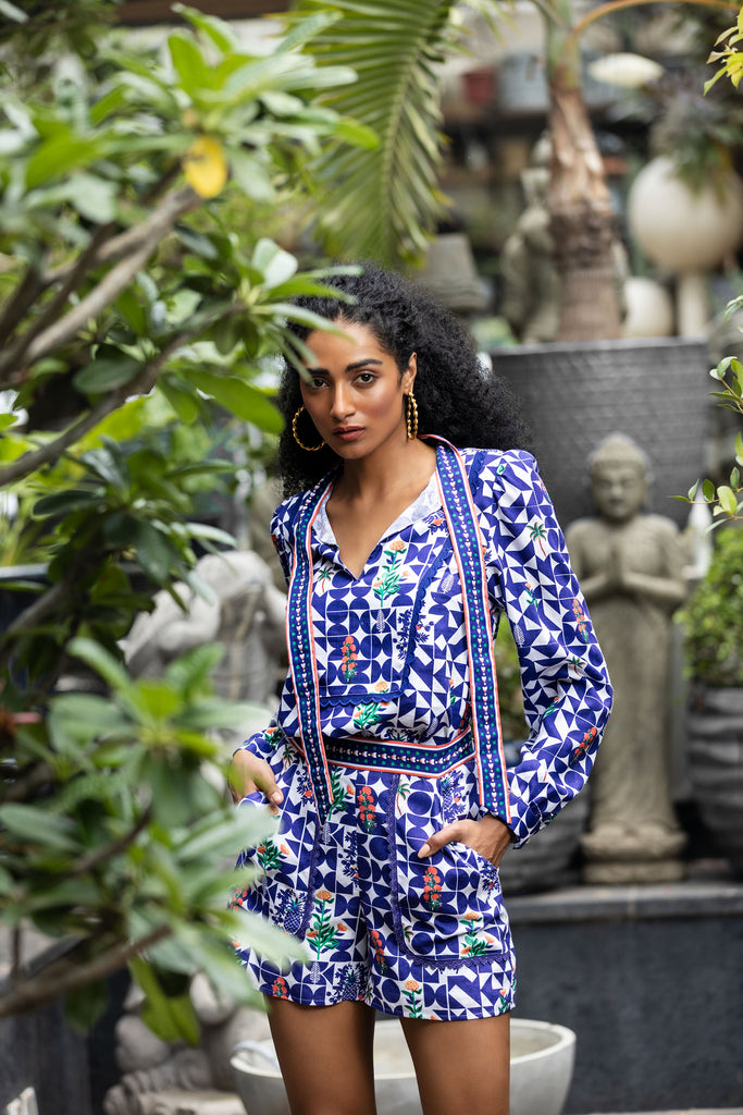 Emily Lovelock Elsa Blouse in Indigo