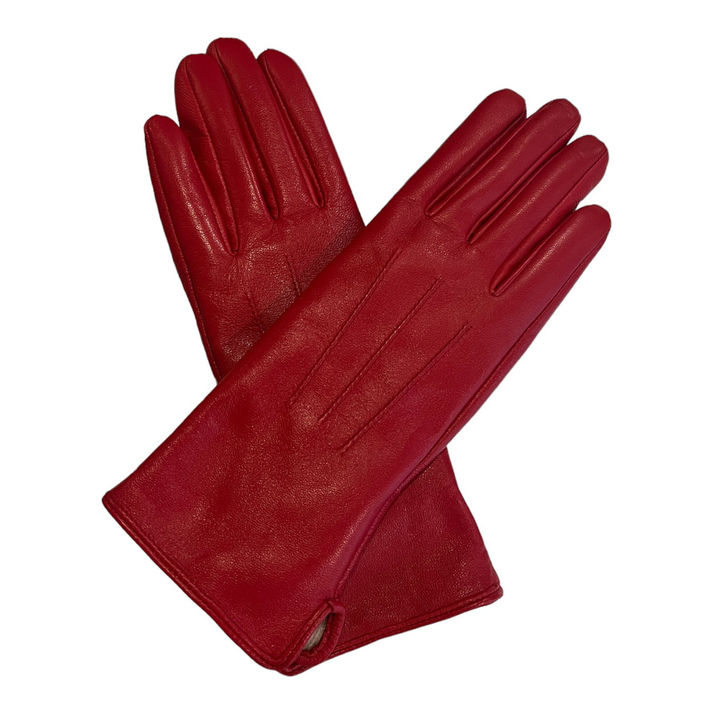 Ladies Cashmere-lined Leather Gloves in Red