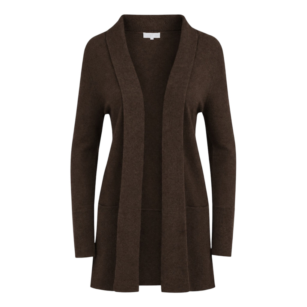 Dark Brown 100% Pure Cashmere Long Cardigan by Kenmare Cashmere