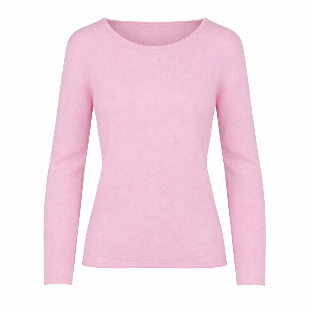 Baby Pink 100% Pure Cashmere Scoop Neck Sweater by Kenmare Cashmere
