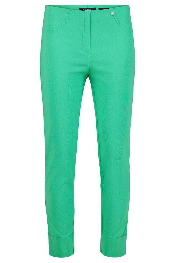 Robell Bella 09 Turn Up Trousers in Kelly Green