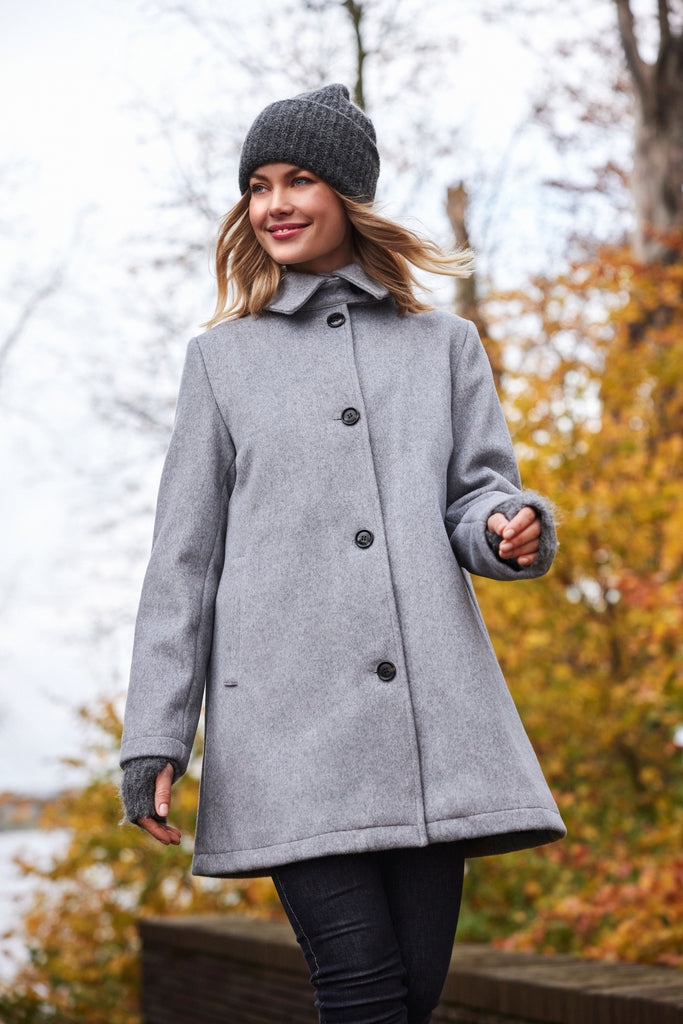 Normann Wool Blend Pea Coat in Silver Grey