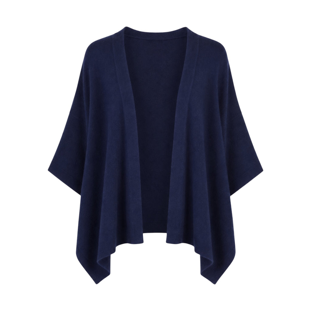 Deep Navy 100% Pure Cashmere Open Wrap Cardigan by Kenmare Cashmere