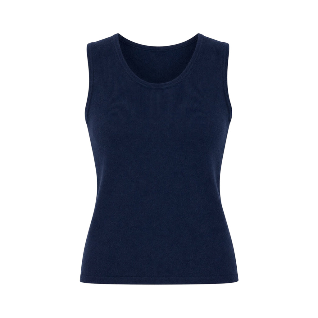 Navy 100% Pure Cashmere Sleeveless Vest by Kenmare Cashmere