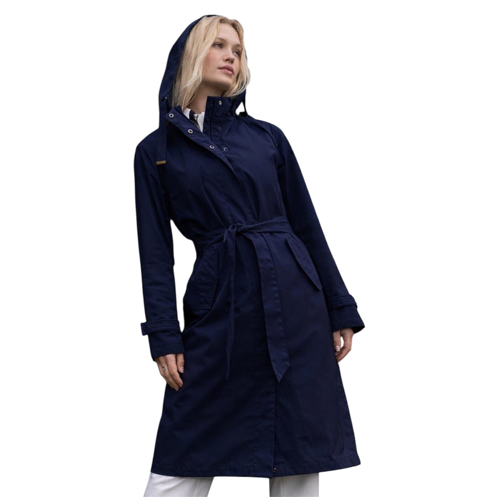 Navy Waterproof Mac with hood and belt by NORMANN