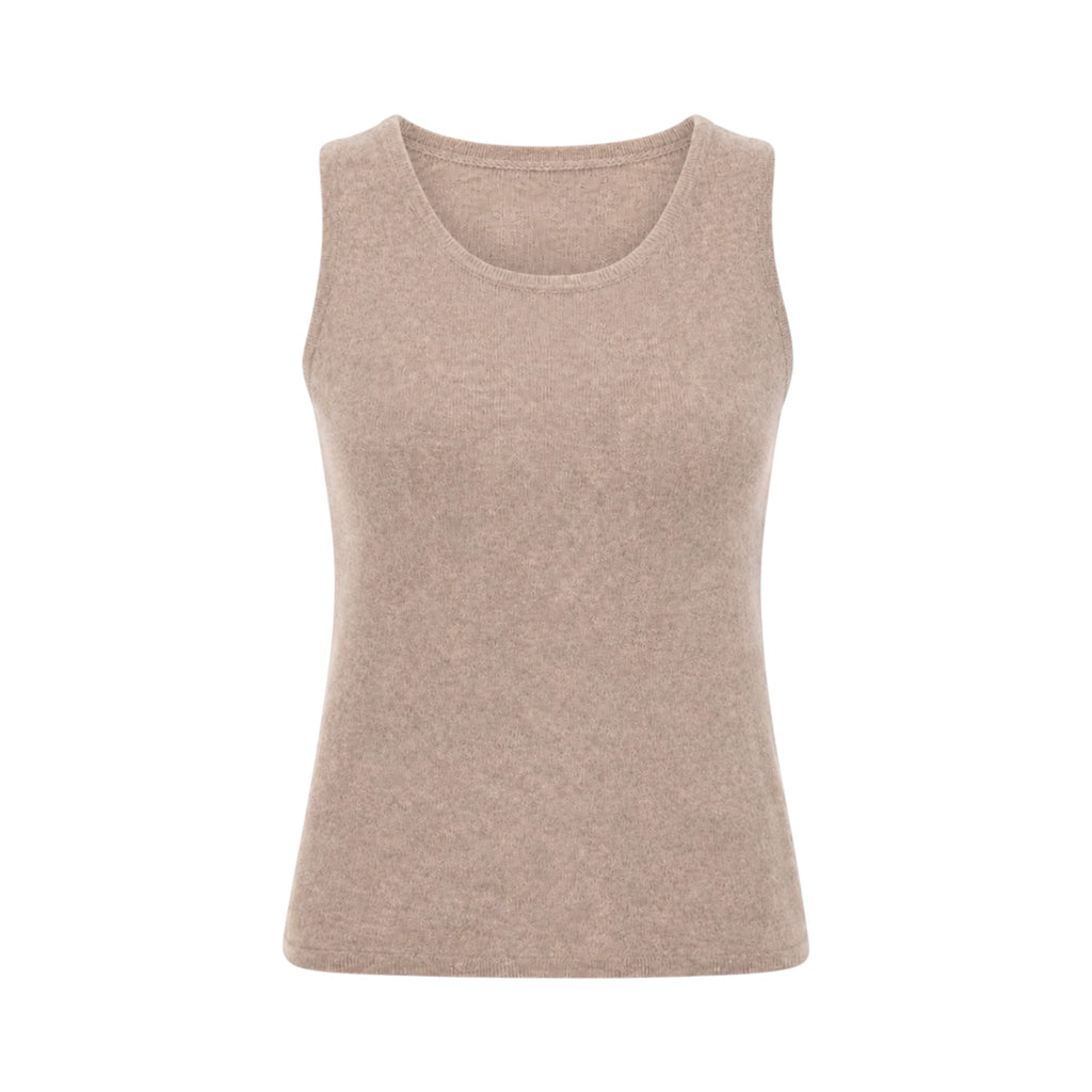 Beige 100% Pure Cashmere Sleeveless Vest by Kenmare Cashmere