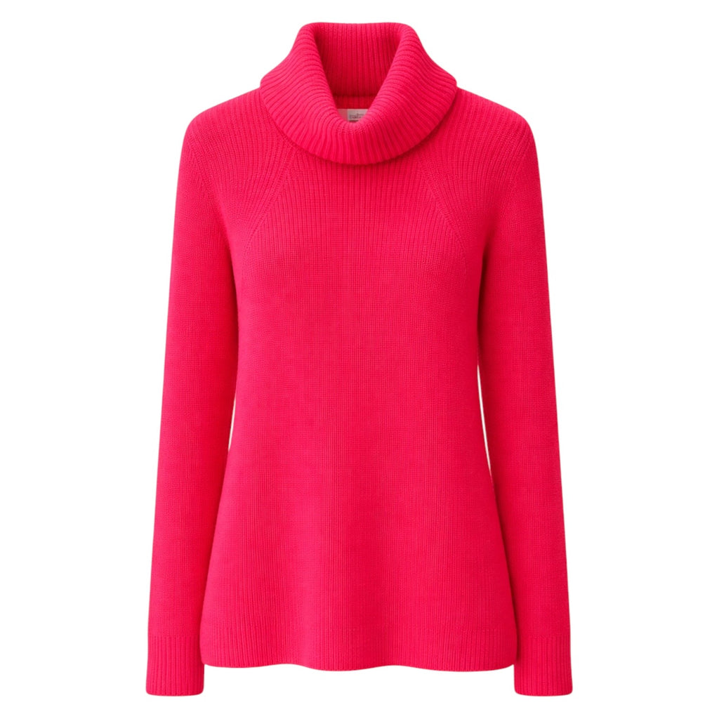 Hibiscus Pink 4-ply Pure Cashmere Cowl Neck Sweater by Kenmare Cashmere