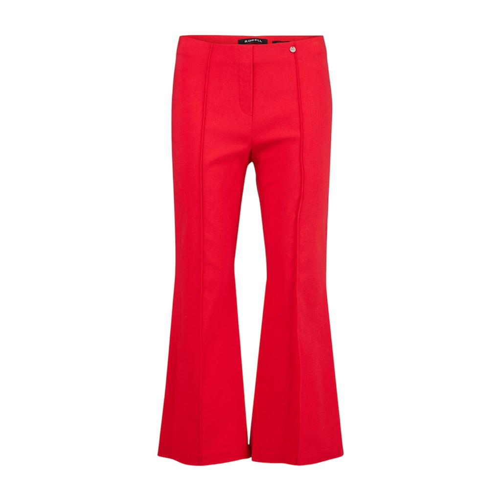 Red Bootcut Trousers with Elasticated Waist by Robell