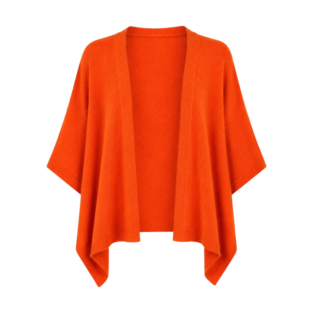 Seville Orange 100% Pure Cashmere Open Wrap Cardigan by Kenmare Cashmere