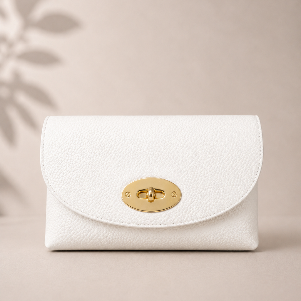 White Italian Leather Phone Bag by Kenmare Cashmere