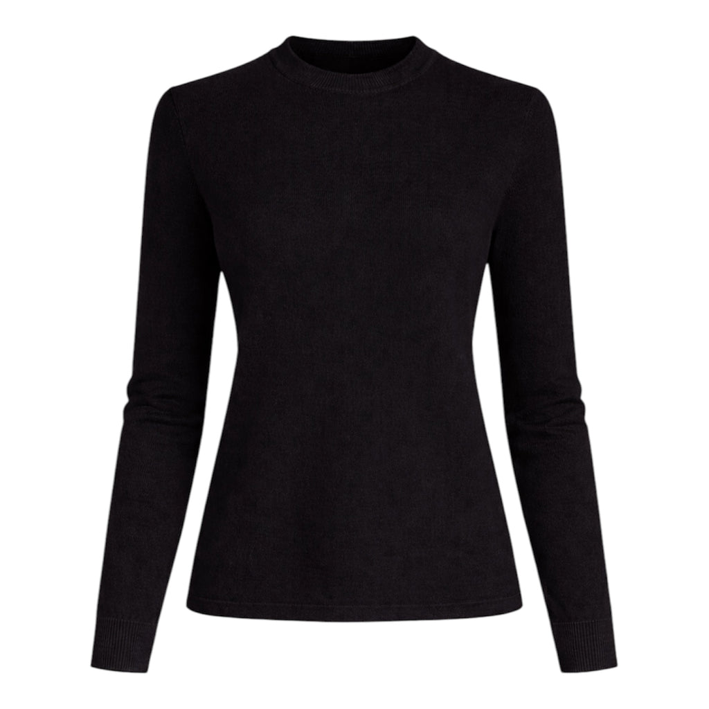 Women's Black 100% Pure Cashmere Crew Neck by Kenmare Cashmere
