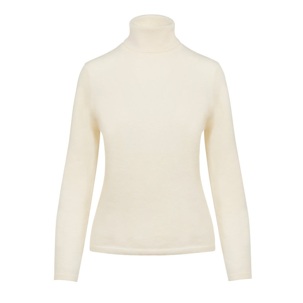 Warm White 100% Pure Cashmere Turtle Neck by Kenmare Cashmere