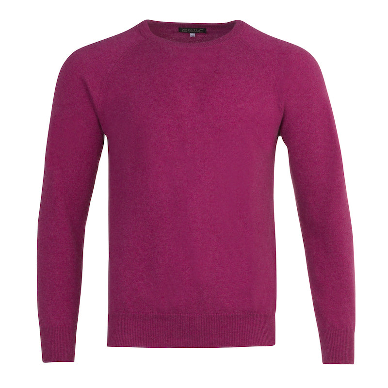 Men's Cashmere Crew Neck in Loganberry