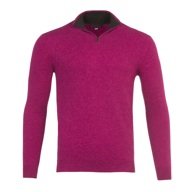Half Zip Two Tone Collar in Loganberry