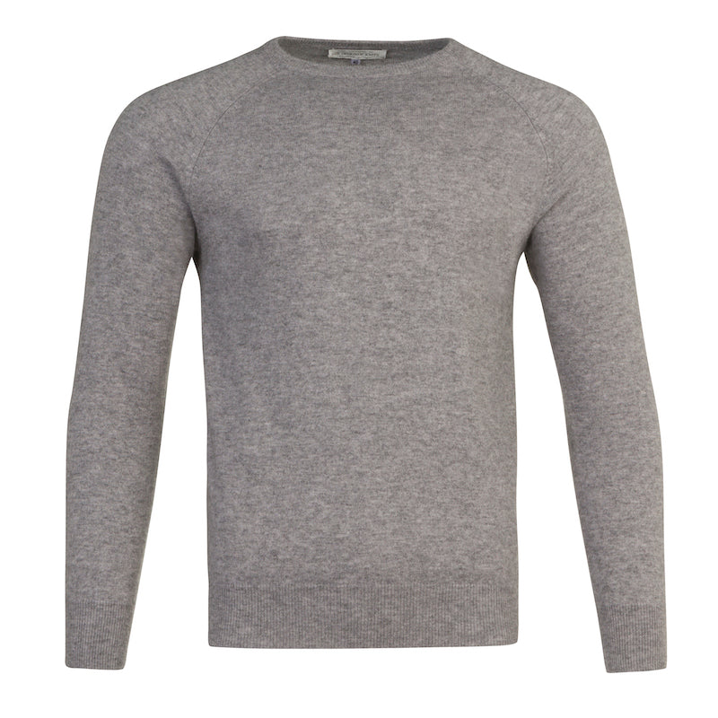 Mens Silver Grey 100% Pure Cashmere Crew Neck by Kenmare Cashmere