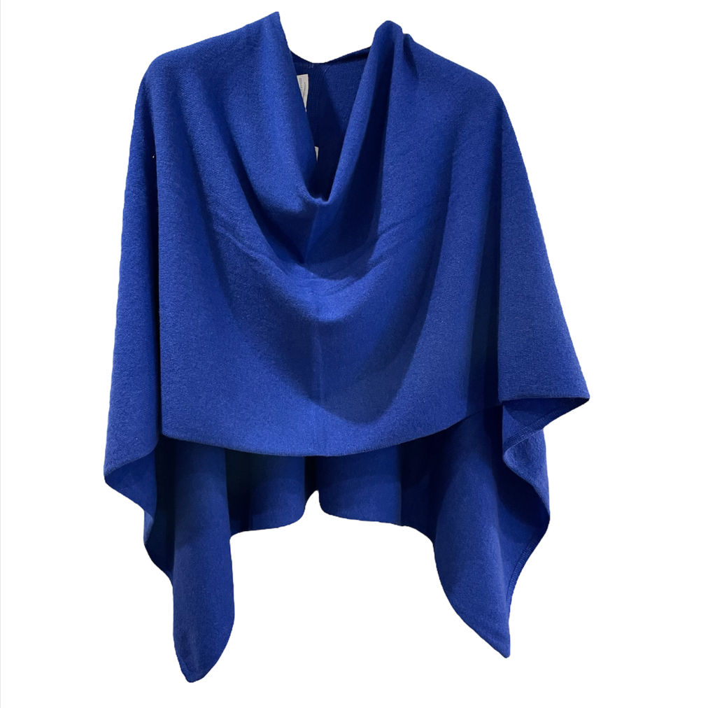 Ladies Cobalt Blue 100% Pure Cashmere Multiway Poncho by Kenmare Cashmere